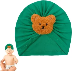 Babymoon Beanie Bear Turban Knot Boy’s Girl’s Kids New Born Baby Cap Hat Headwear 0-2 Y | Green