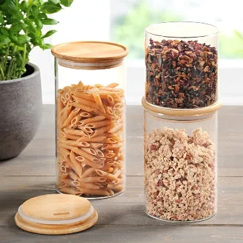 Bamboo Glass Storage Jar - Various Sizes