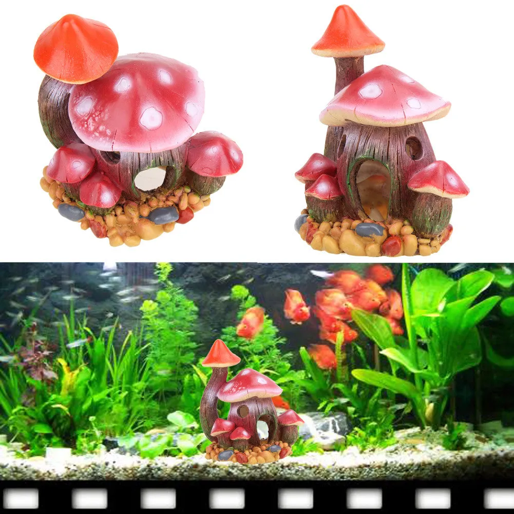 Beautiful Mushroom House Aquarium Decoration