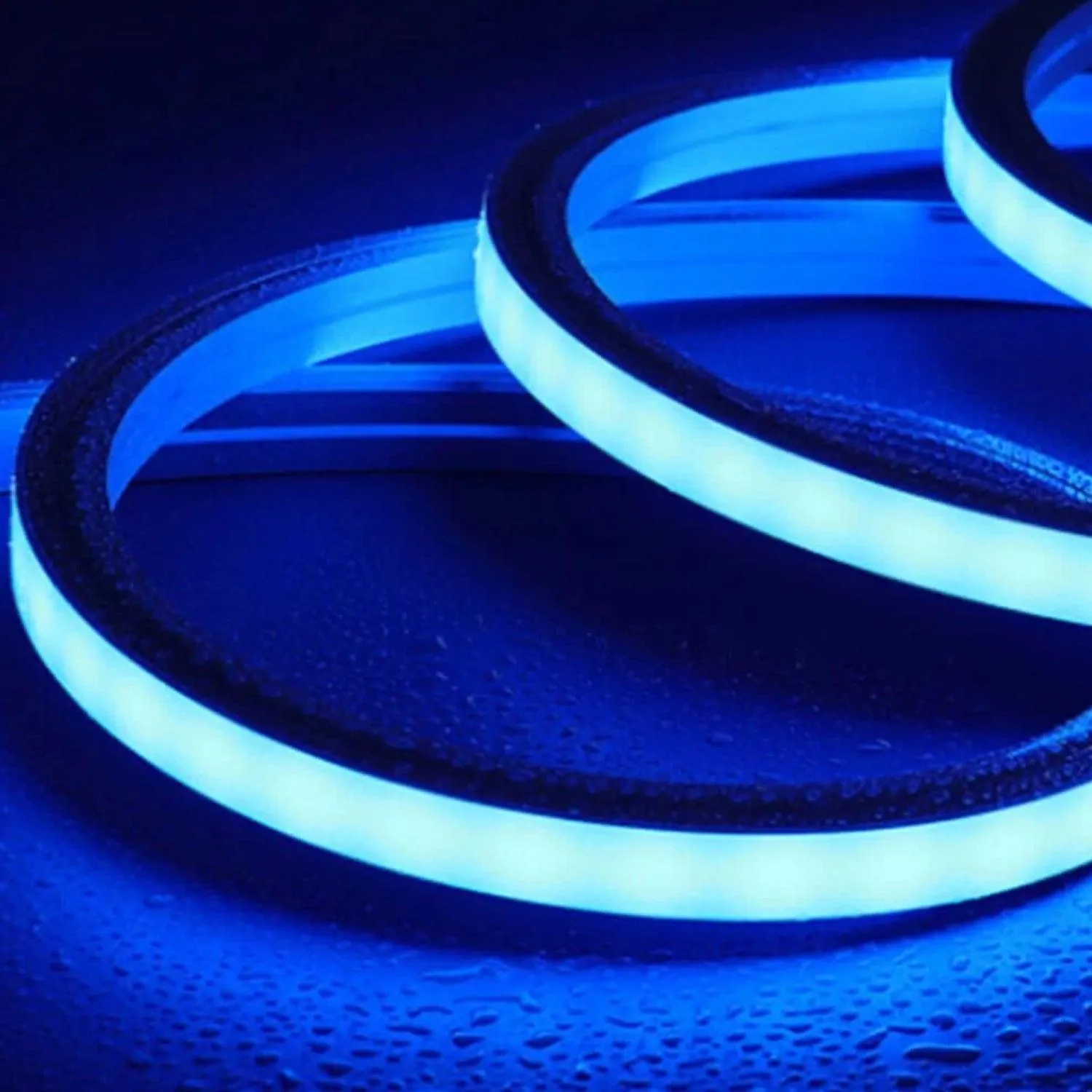 Blue LED Neon Flex 16x16mm 220V 240V Top Bending 120LEDs/m 20cm Cut IP65 Waterproof with UK Plug