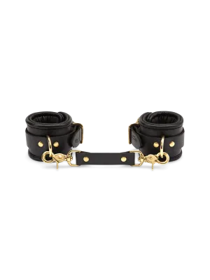 Coco de Mer Black Leather Wrist Cuffs