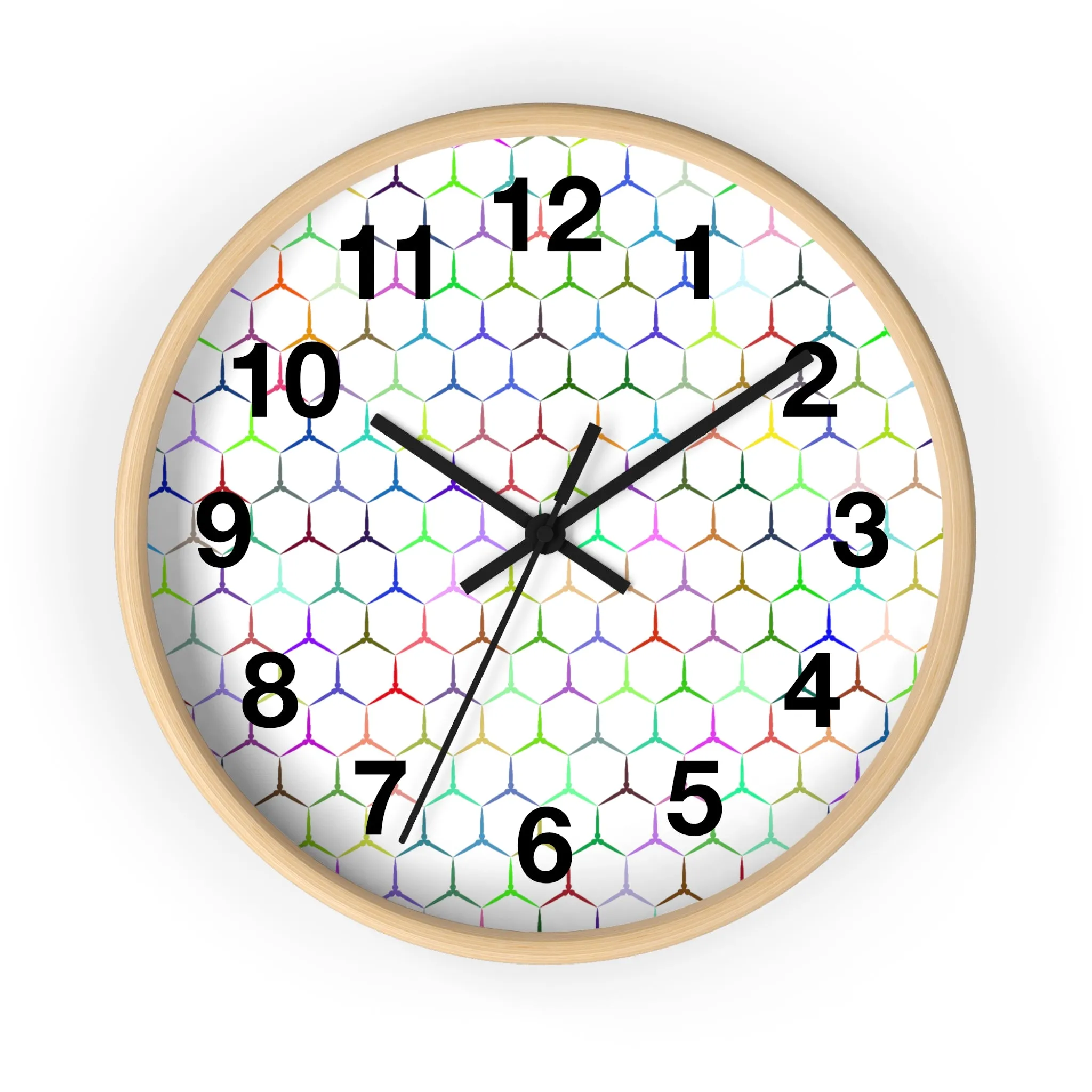 Colorful Hexagon Wall Clock, Geometric Shapes Wall Clock, Snake Skin Clock