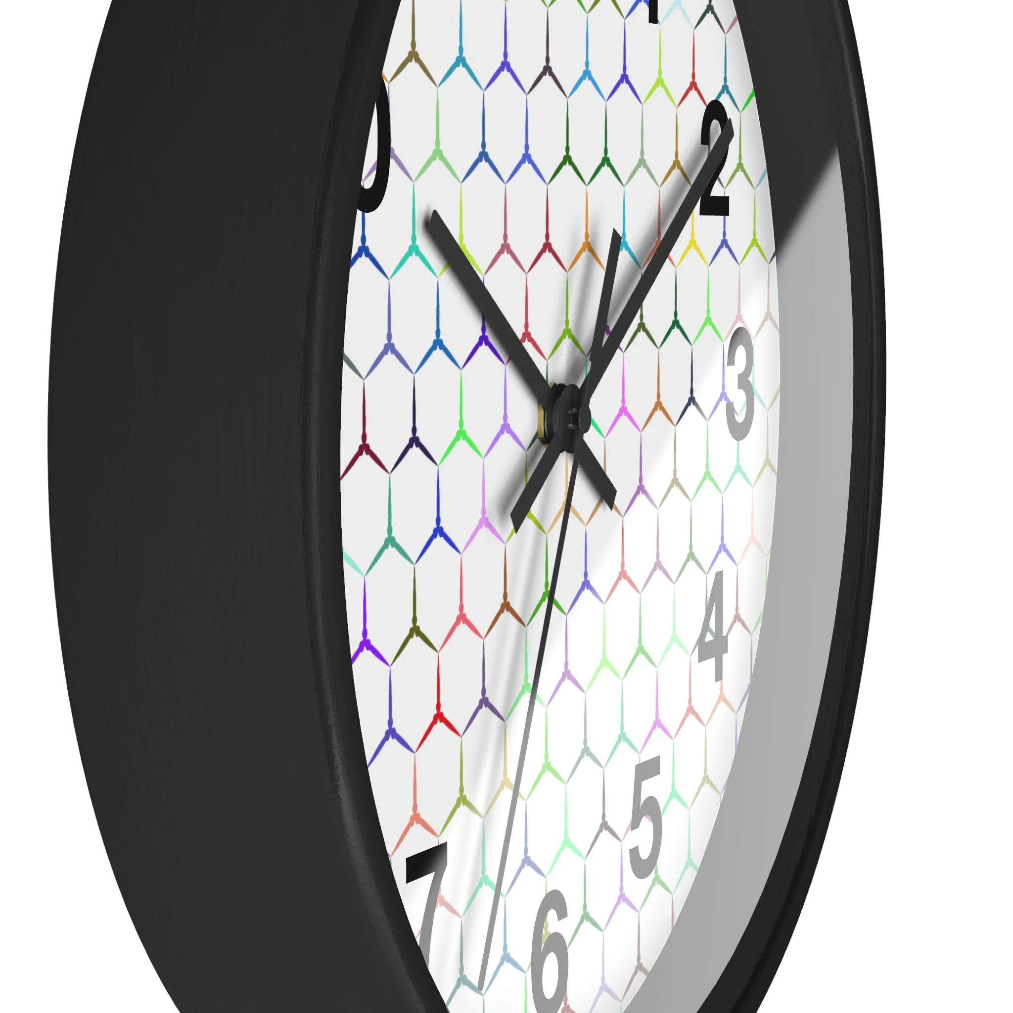 Colorful Hexagon Wall Clock, Geometric Shapes Wall Clock, Snake Skin Clock