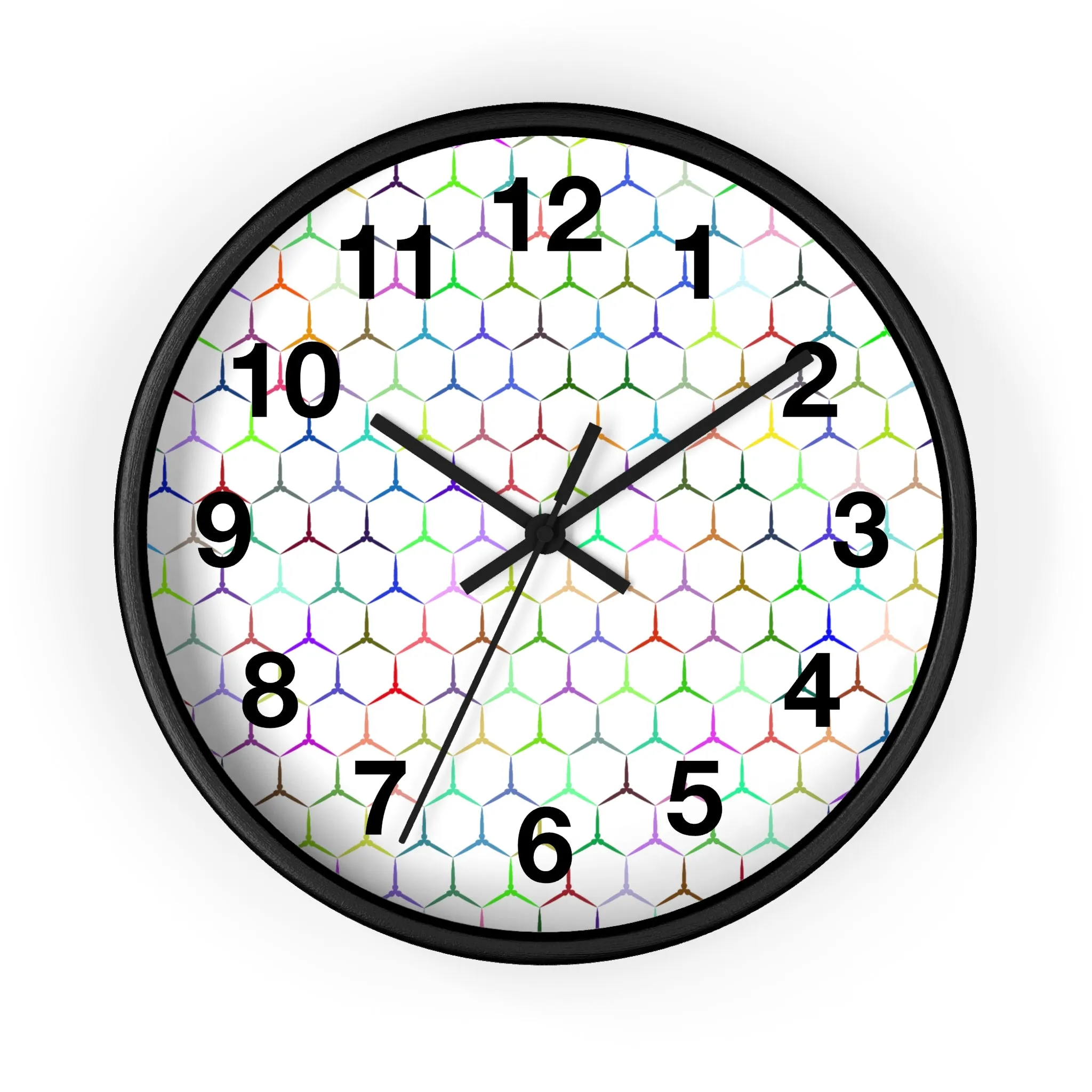 Colorful Hexagon Wall Clock, Geometric Shapes Wall Clock, Snake Skin Clock