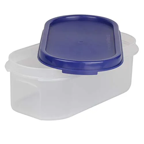 Cutting EDGE ANTI MICROBIAL SEAL, ANTI BACTERIAL protection Storage Containers Set Oval, Modular Kitchen, For Flour, Cereals, Snacks, Stackable, BPA Free, Modular, 525ml, Set of 6, Navy Blue