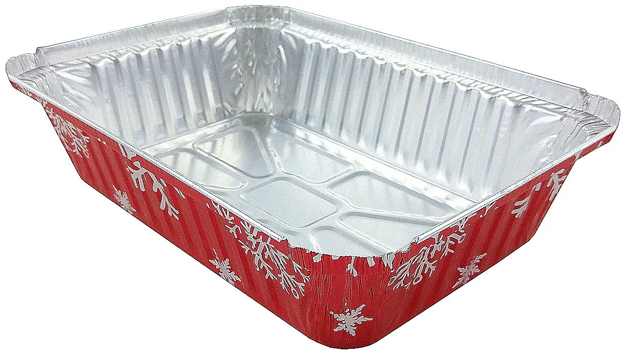 Durable 2 1/4 lb. Oblong Holiday Foil Pan With Dome Lid 50/PK