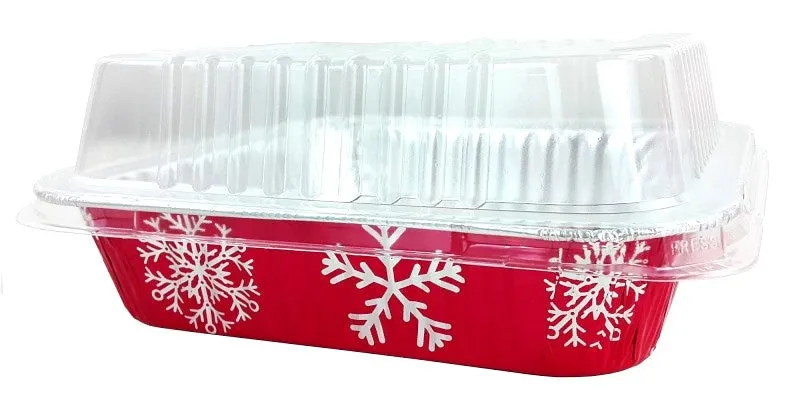 Durable Square Holiday Foil Cake Pan  With Dome Lid 100/CS