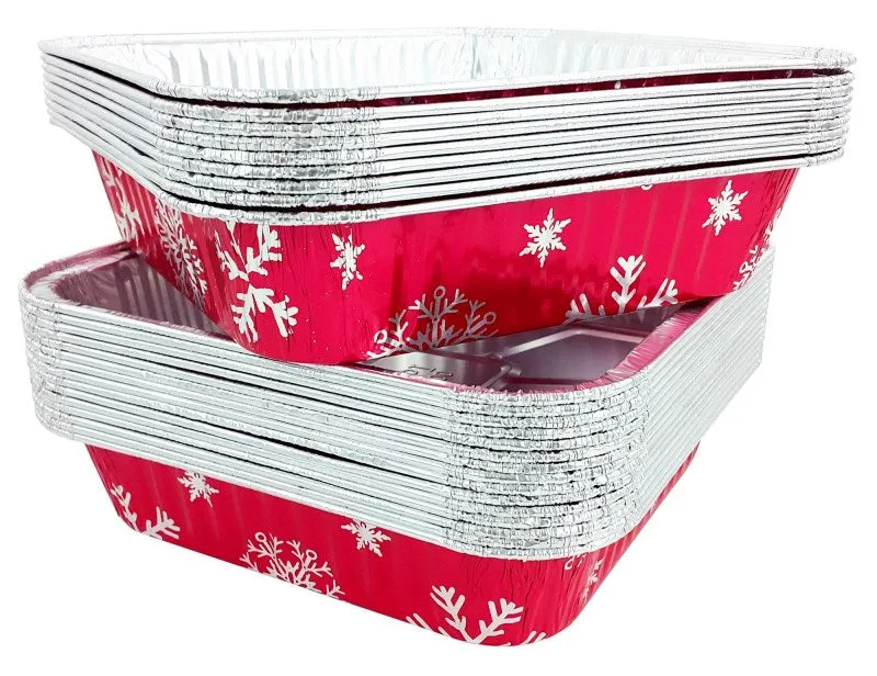 Durable Square Holiday Foil Cake Pan  With Dome Lid 100/CS