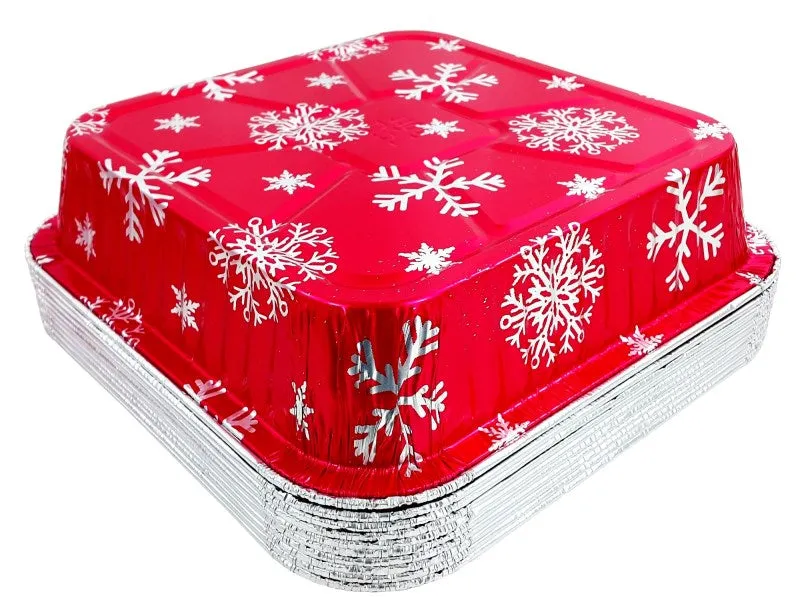 Durable Square Holiday Foil Cake Pan  With Dome Lid 100/CS