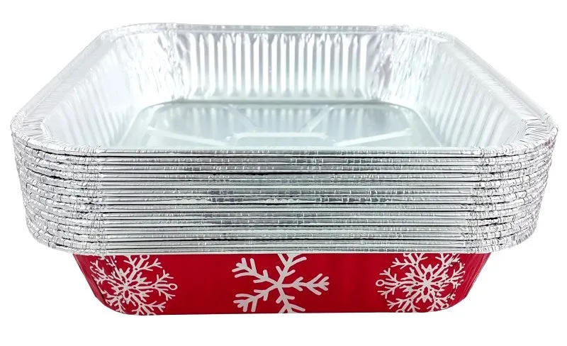 Durable Square Holiday Foil Cake Pan  With Dome Lid 100/CS