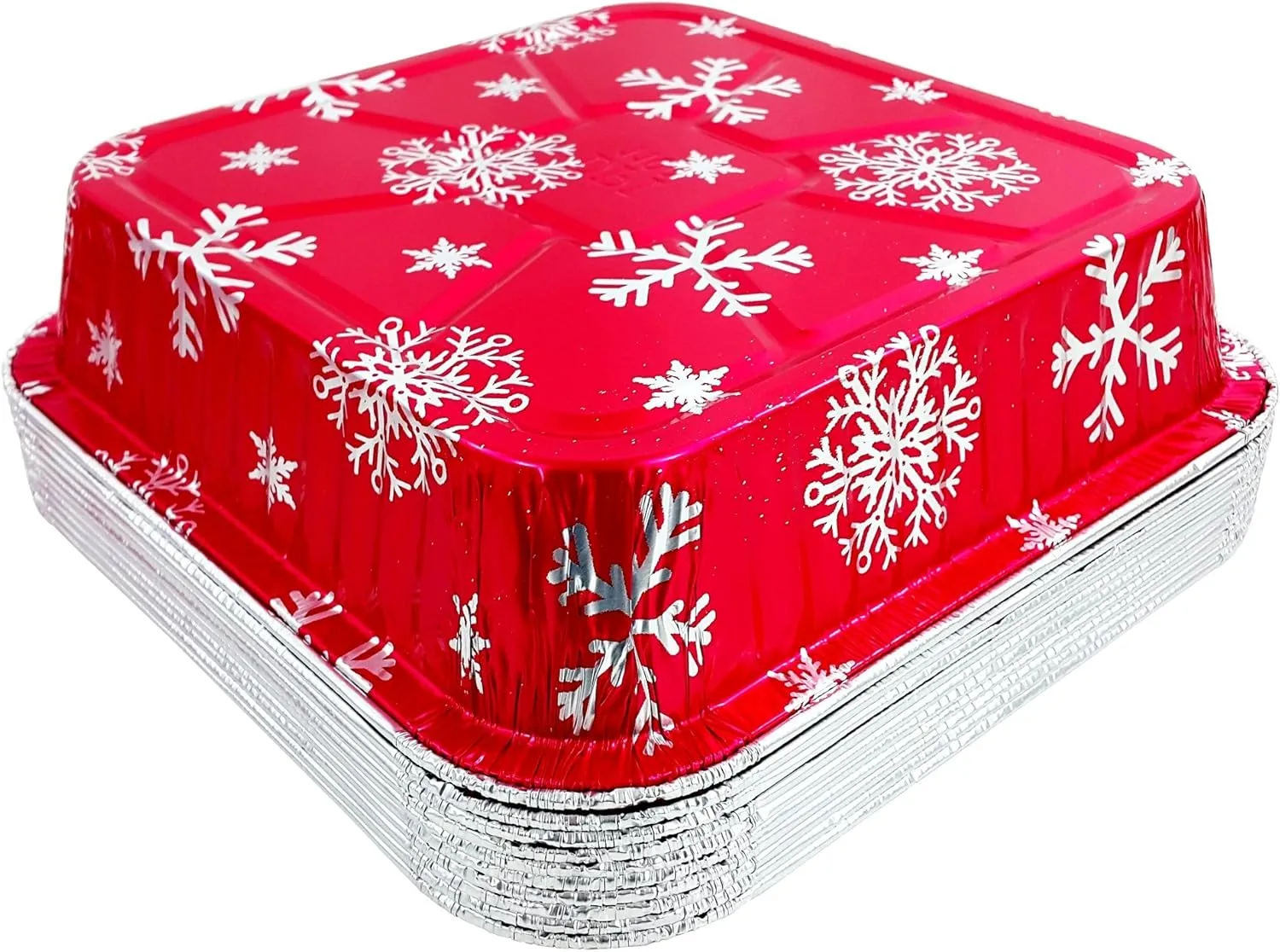 Durable Square Holiday Foil Cake Pan With Dome Lid 50/CS