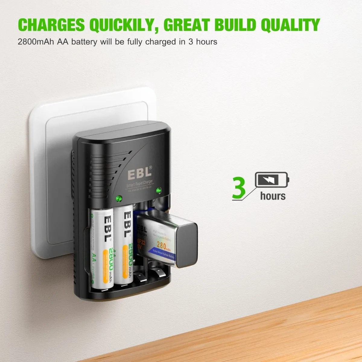 EBL 802 Smart Charger With AA AAA Rechargeable Batteries Kit