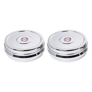 Embassy Bulging Puri Box / Container - Pack of 2 (Size 4, 800 ml each), Stainless Steel