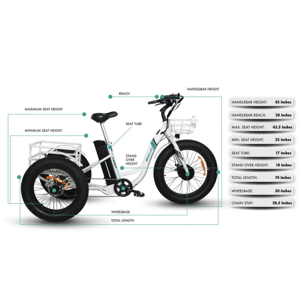 Emojo Caddy 500W 48V Fat Tire Electric Tricycle