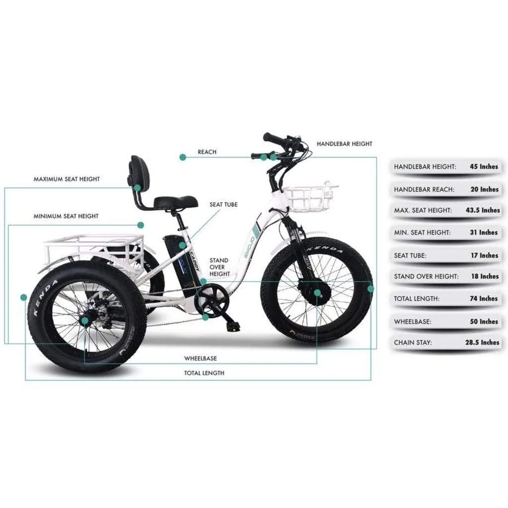 Emojo Caddy Pro 500W 48V Fat Tire Electric Tricycle