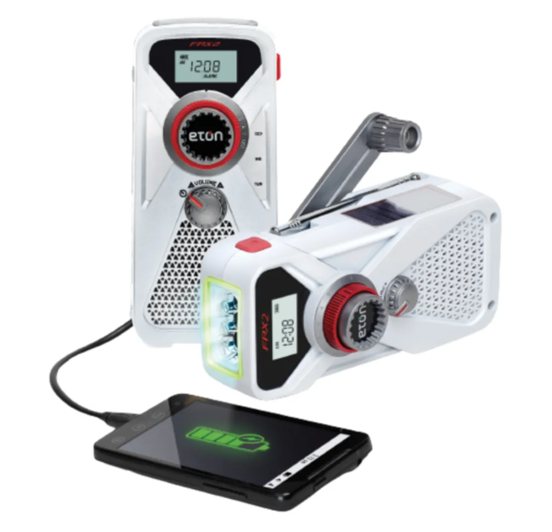 FRX2 Emergency Hand Crank Weather Alert Radio with LED Flashlight   Phone Charger