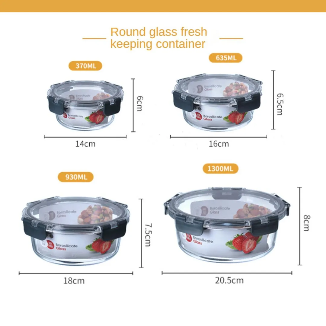 Glass Lock Round Glass Food Container