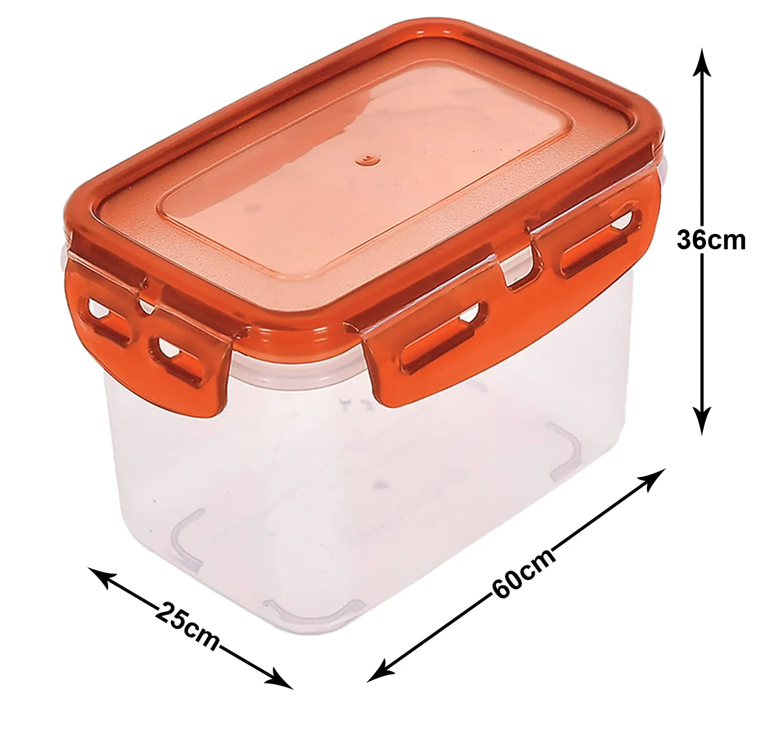 Heart Home Plastic Food Storage Container/Box For cookies, nuts, beans, chutneys With Airtight Lock Lid, 600ml Pack of 4 ( Brown)-46HH0537