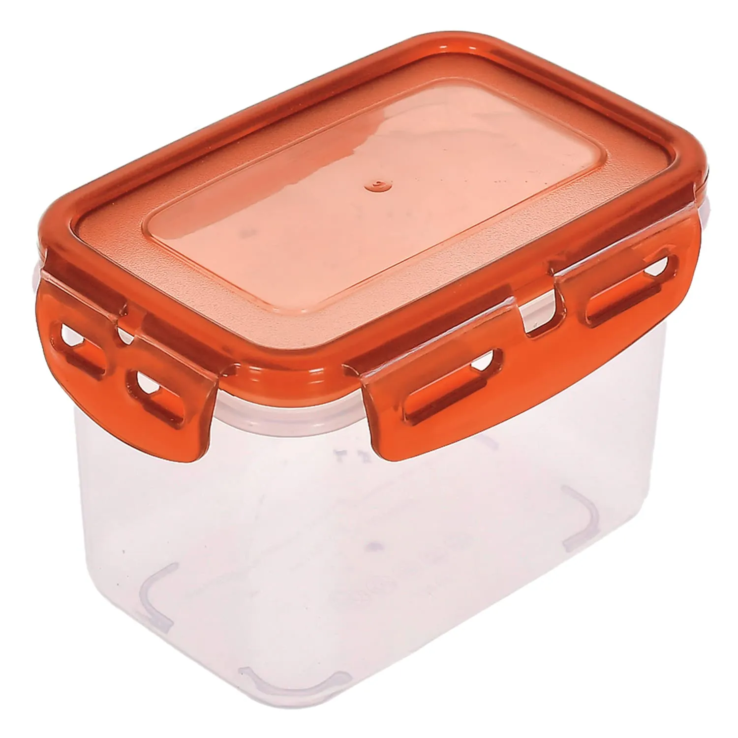 Heart Home Plastic Food Storage Container/Box For cookies, nuts, beans, chutneys With Airtight Lock Lid, 600ml Pack of 4 ( Brown)-46HH0537