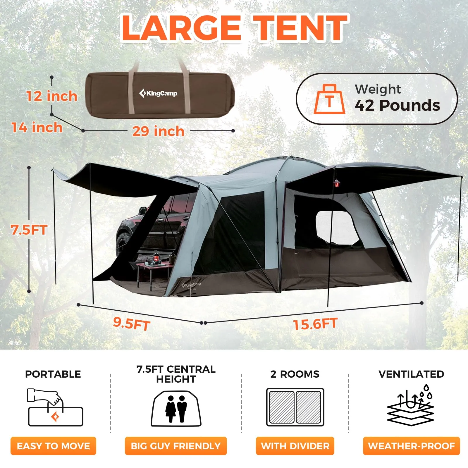 KingCamp Boundless X5 B Series UV Protection SUV Tent