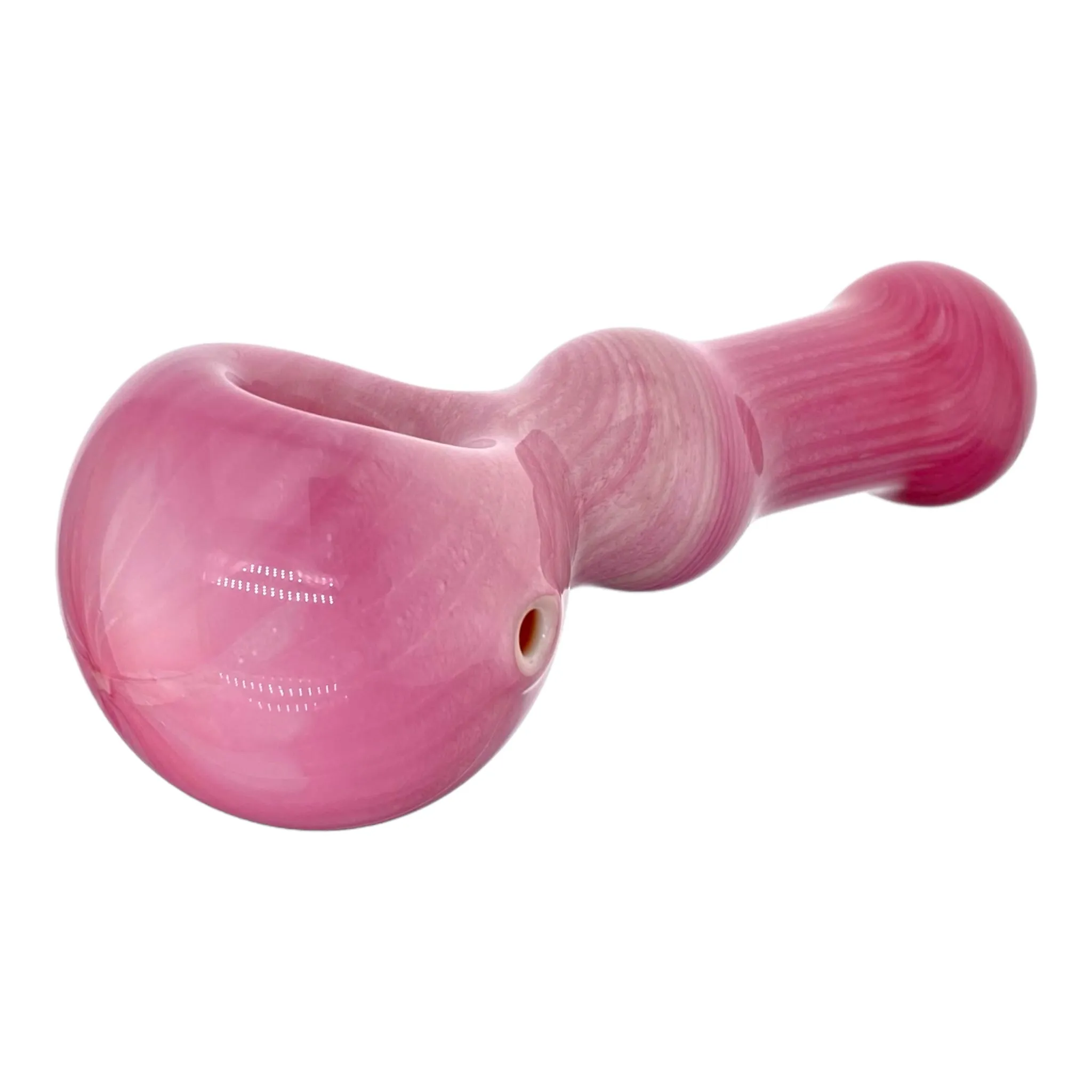 Large Pink Over White Glass Hand Pipe