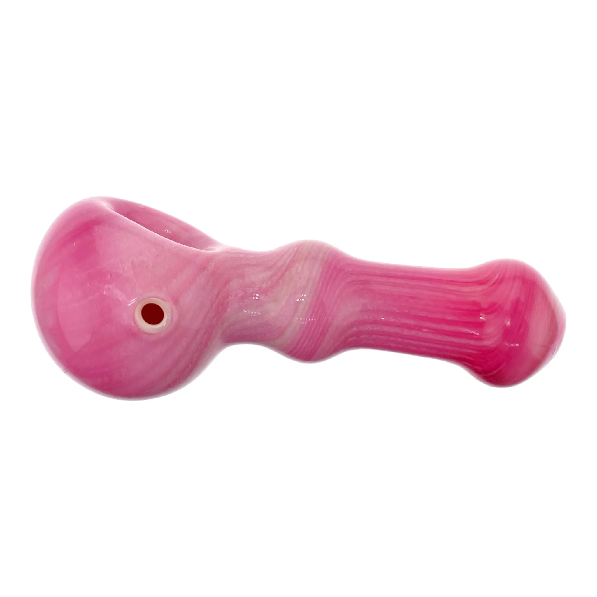 Large Pink Over White Glass Hand Pipe