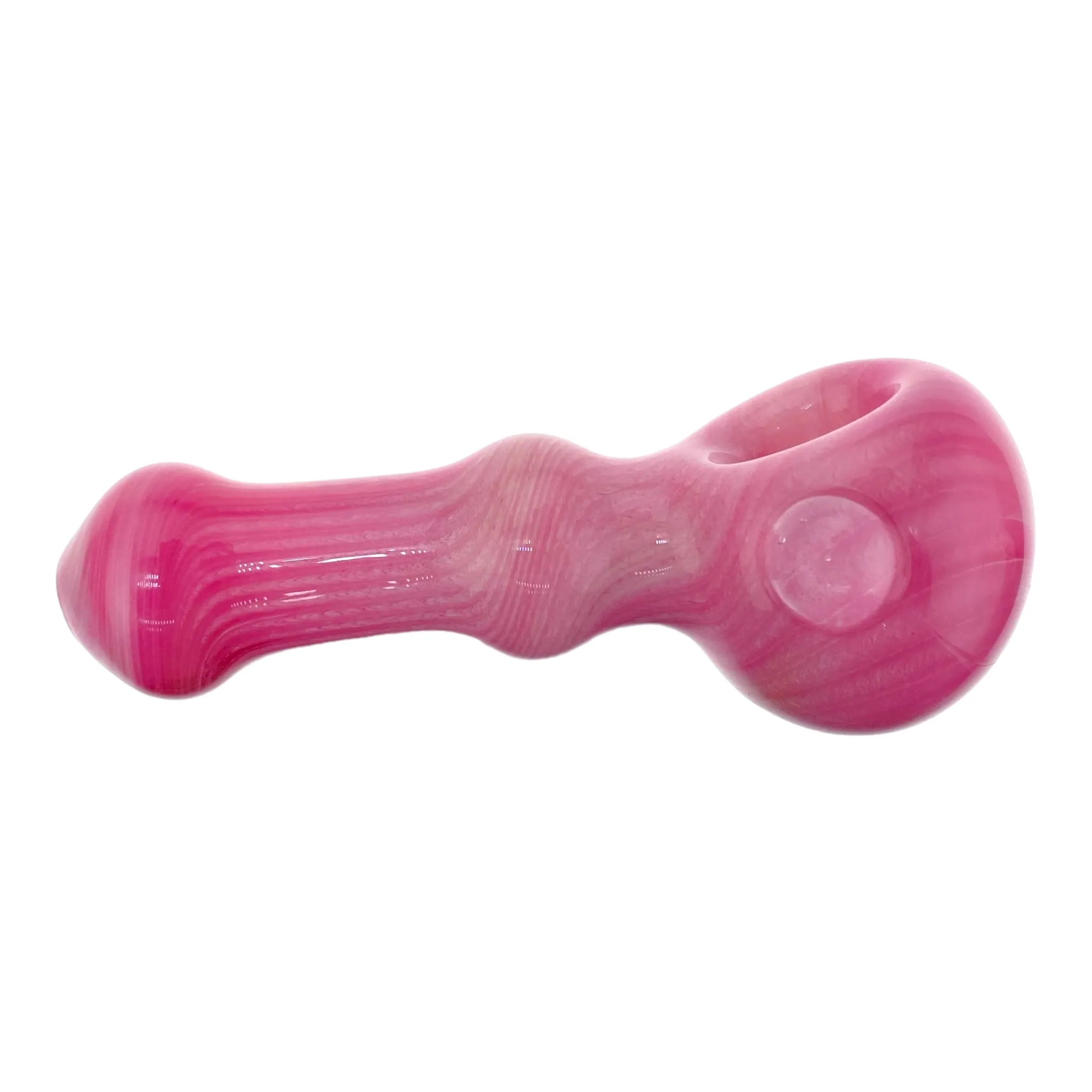 Large Pink Over White Glass Hand Pipe