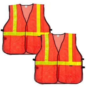 Lattice Reflective Safety Vests, Fluorescent, Hook & Loop Closer, Orange