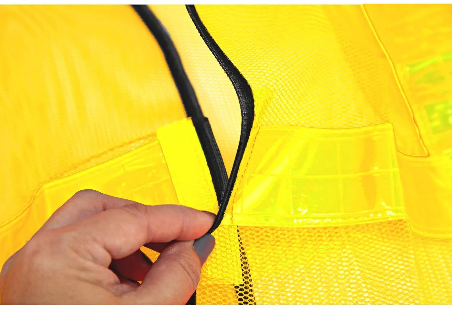 Lattice Reflective Safety Vests, Fluorescent, Hook & Loop Closer, Yellow