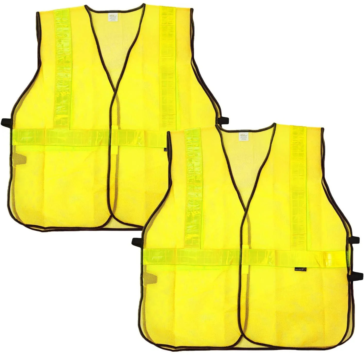 Lattice Reflective Safety Vests, Fluorescent, Hook & Loop Closer, Yellow