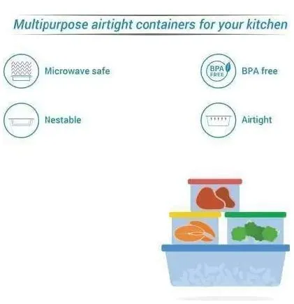 MATIC HOUSEWARE Air Tight Containers Storage Set For Kitchen , Pantry Organization, Bpa-Free, Dishwasher Safe (Pack Of 6, Black, 1100 ml, Plastic)