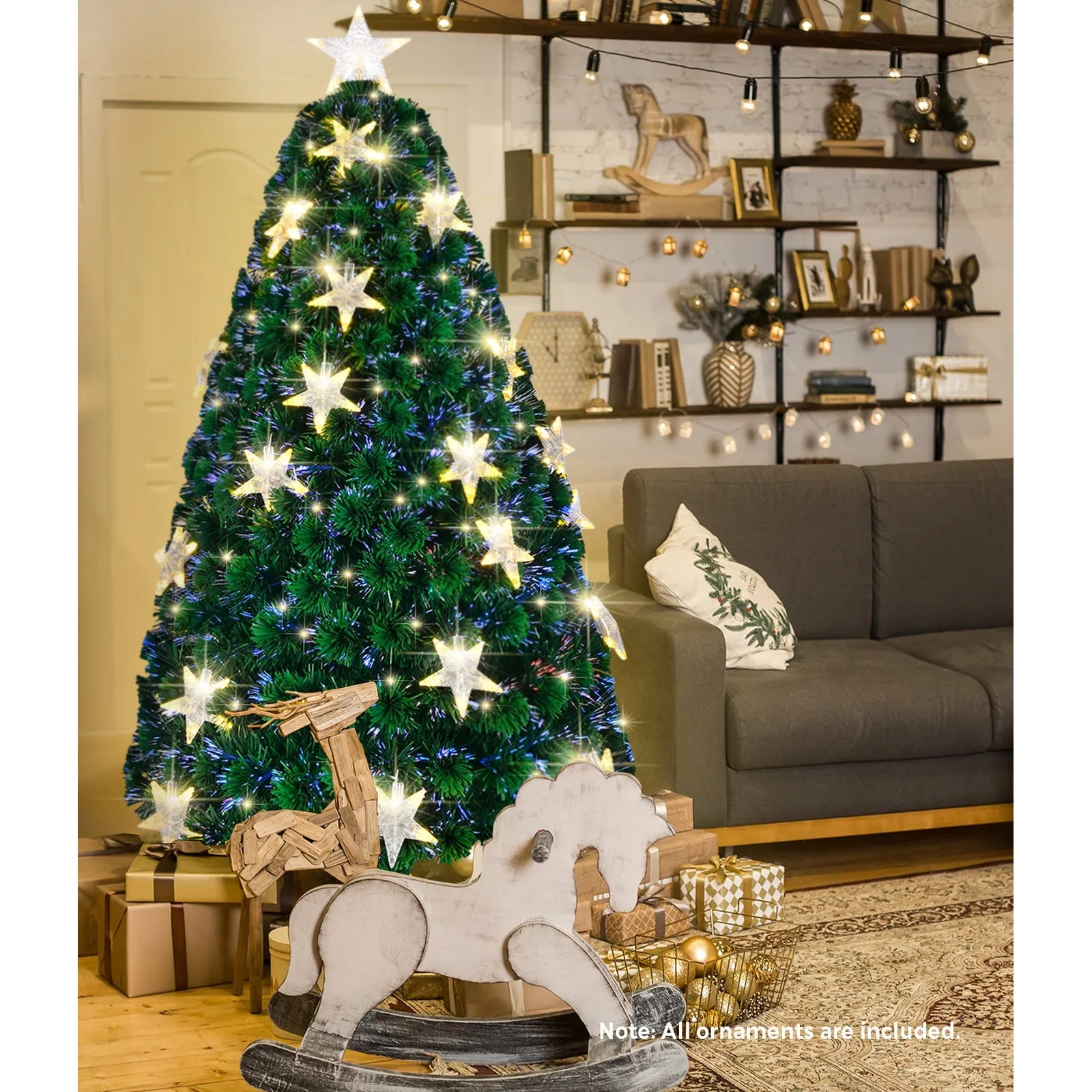 Mazam Christmas Tree 1.8M 6FT Fibre Optics Xmas Trees Green with LED lights