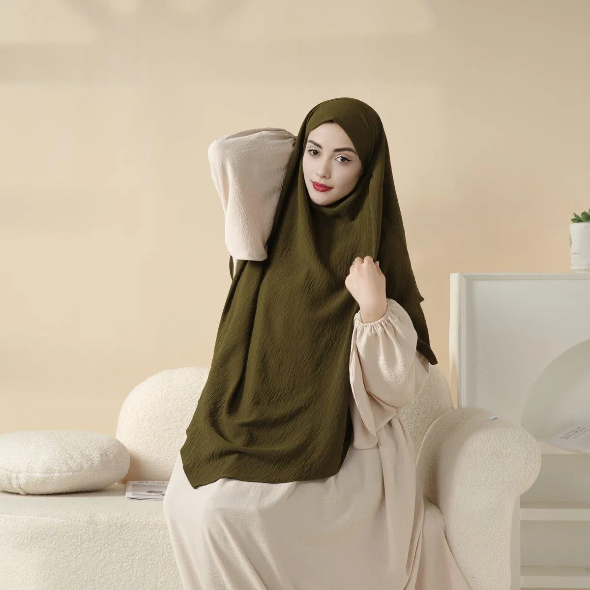 MK010 New Crepe Two Layers Khimar