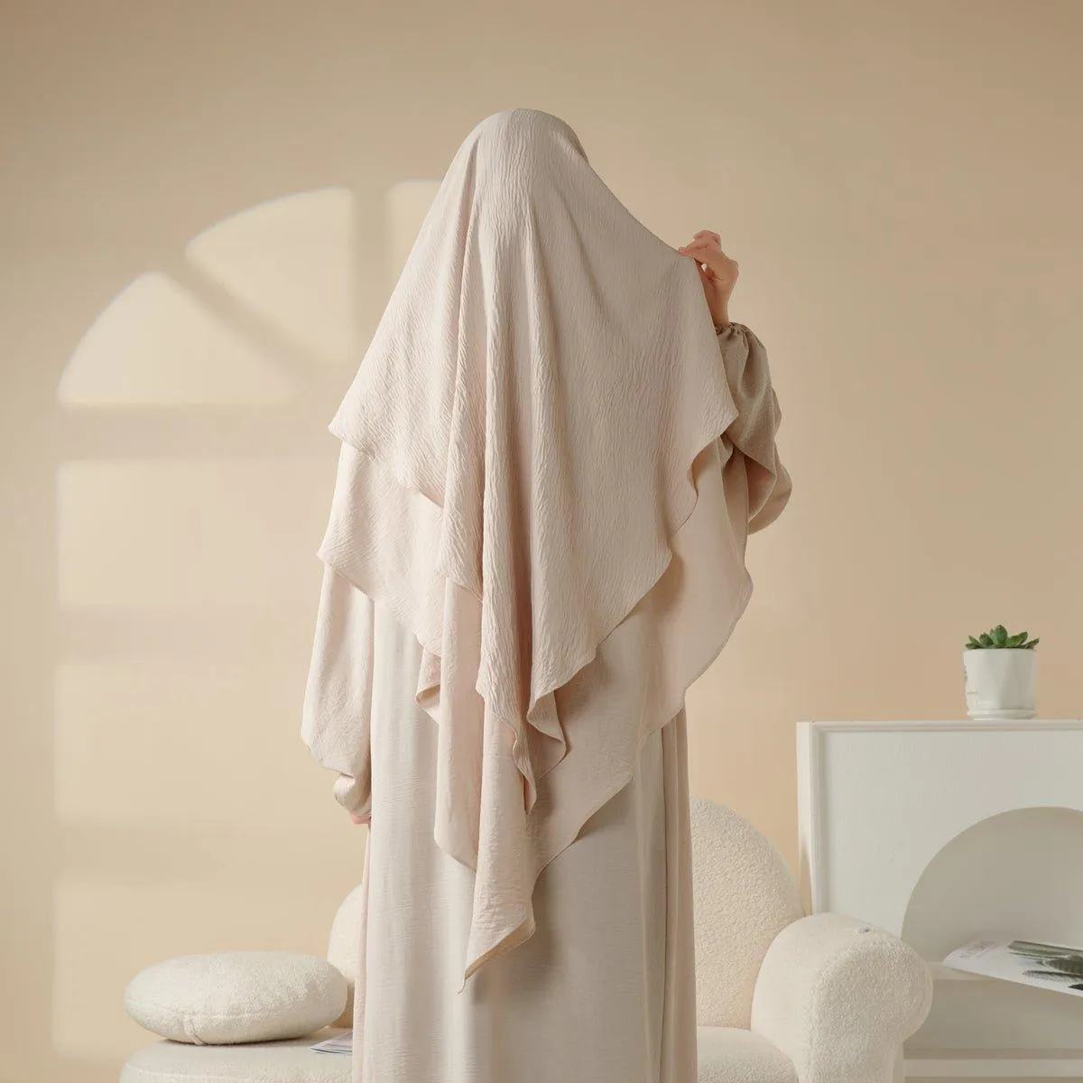 MK010 New Crepe Two Layers Khimar