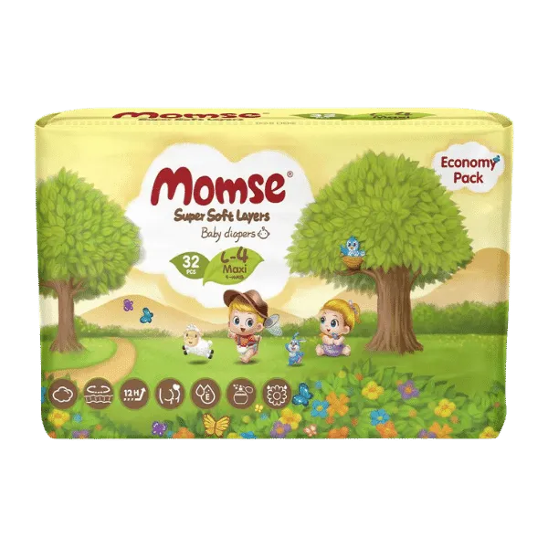 MOMSE DIAPERS L-4 MAXI 9-14KG ECONOMY PACK 32PCS