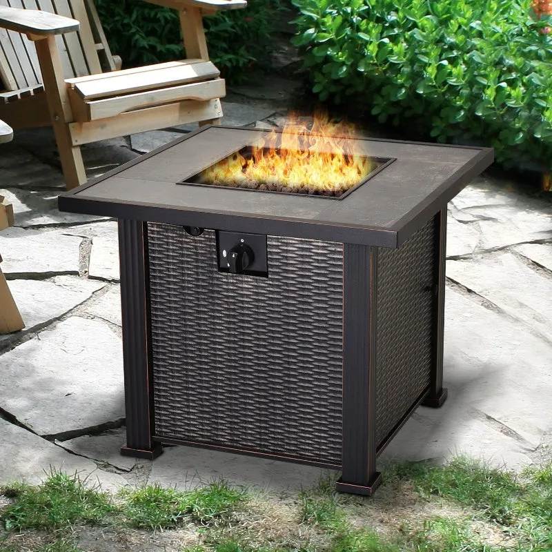 Outsunny 30 Inch Outdoor Propane Gas Fire Pit Table