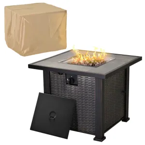 Outsunny 30 Inch Outdoor Propane Gas Fire Pit Table