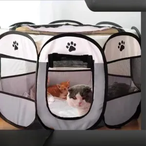 Portable & Foldable Pet Tent Kennel Octagonal Indoor/Outdoor Shelter for Dogs & Cats