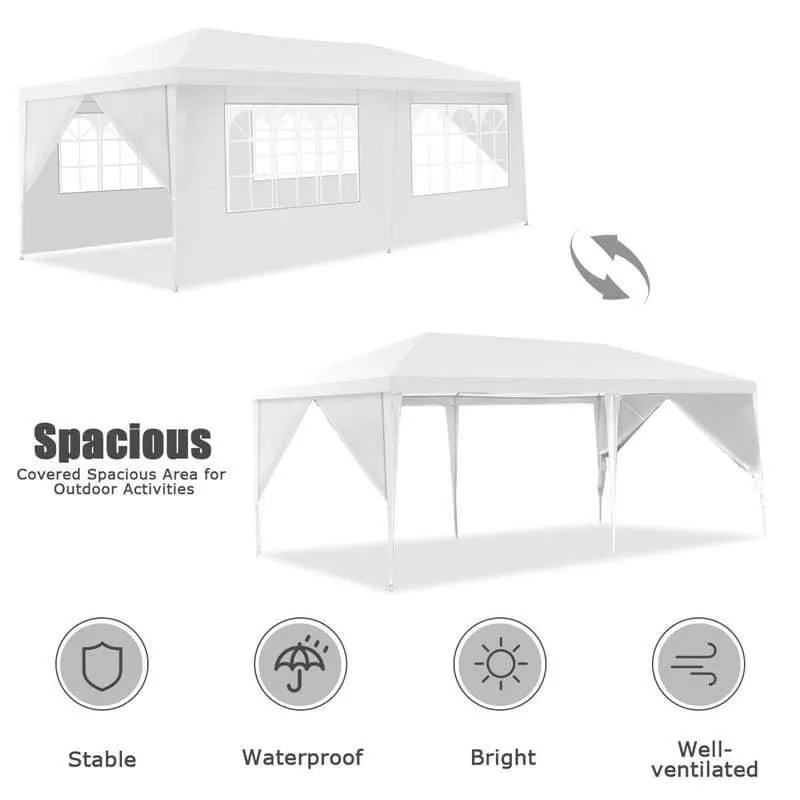 PulseMartix  10' x 20' Canopy Tent Heavy Duty Wedding Party Tent Outdoor Gazebo Tent with 6 Removable Sidewalls & Carrying Bag