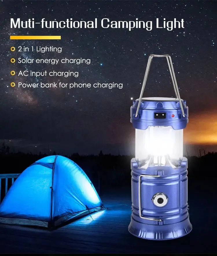 Rechargeable Solar Camping Lantern with Flashlight