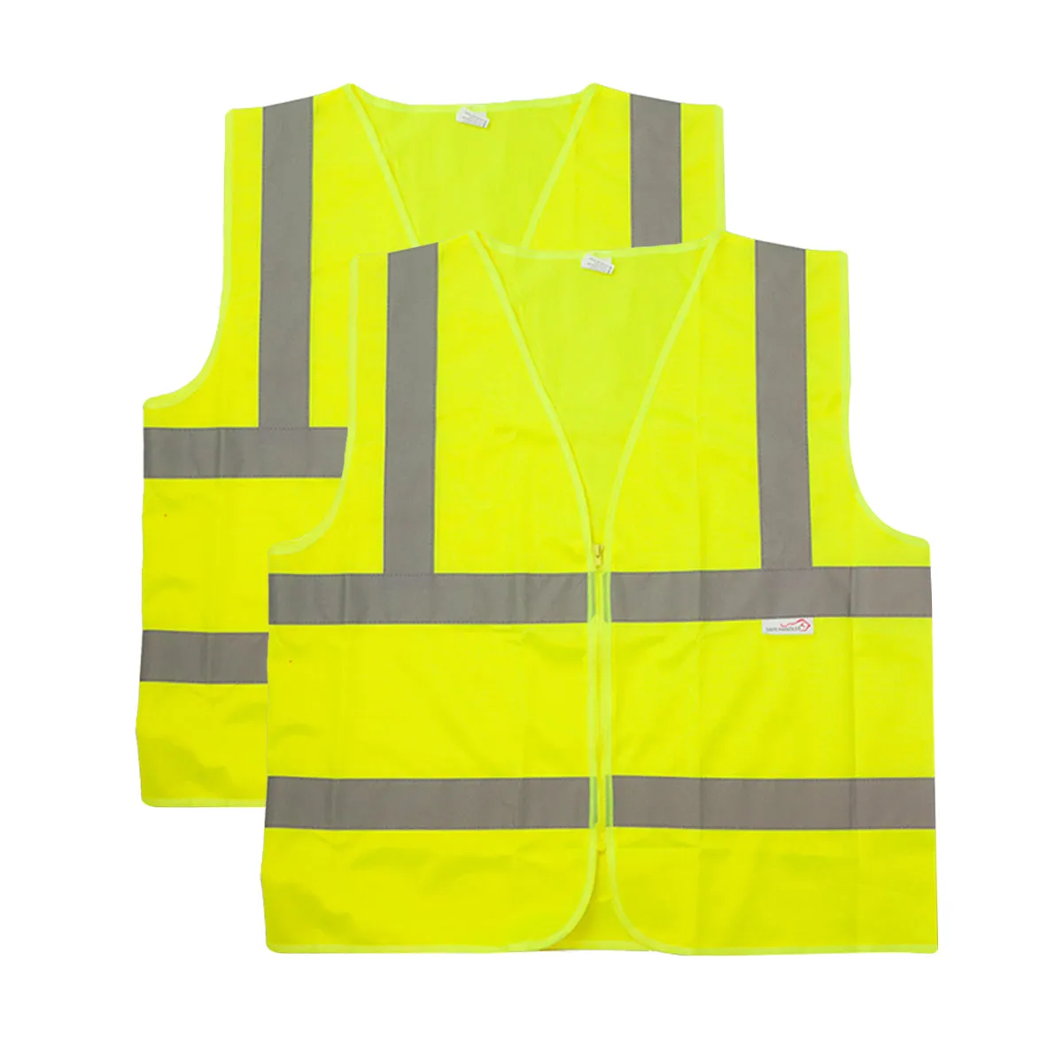 Reflective Safety Vest, Fluorescent Fabric, Zipper Closure , Yellow