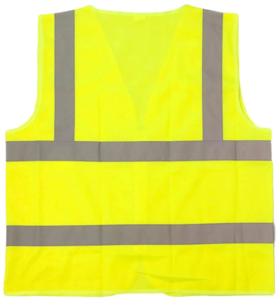 Reflective Safety Vest, Fluorescent Fabric, Zipper Closure , Yellow