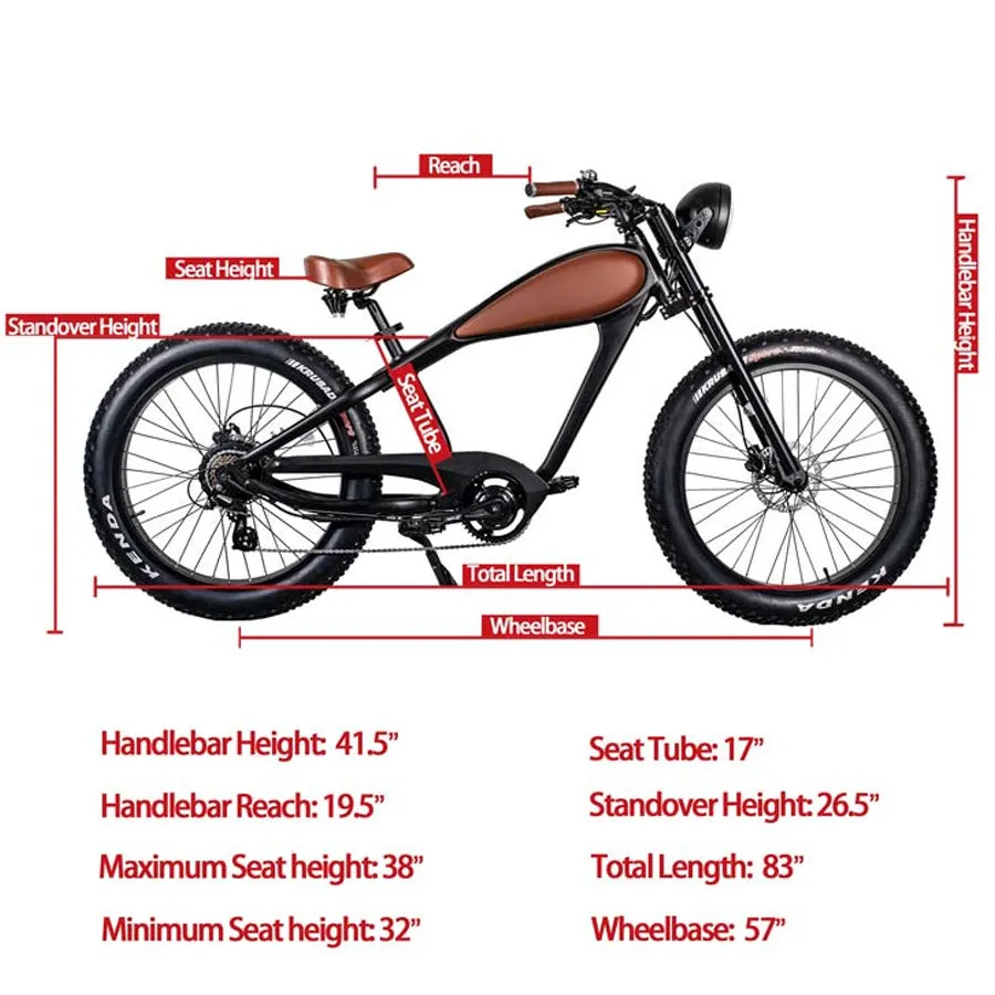 Revi Bikes Cheetah - Fat Tire Electric Bike - Top Speed 28mph - 750W