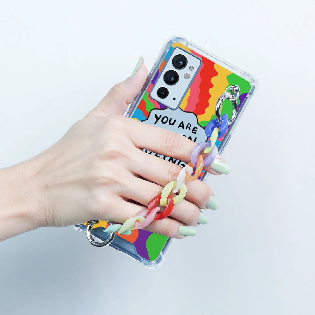 Self Inspiring Colorful Case with Chain Bracelet- OnePlus