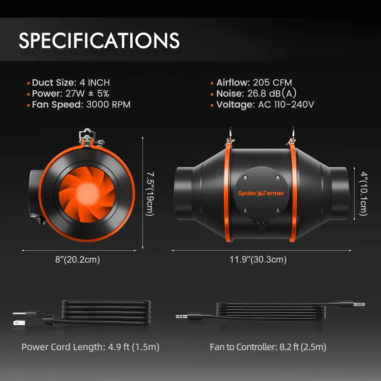 Spider Farmer G3000 LED Grow Light   3' x 3' Grow Tent   Inline Fan Combo with Speed Controller