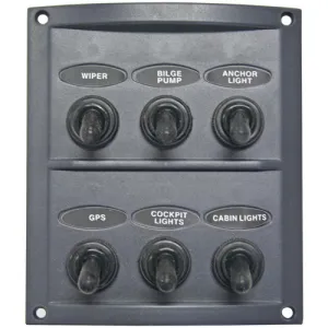 Splashproof Grey 6 Switch Panel