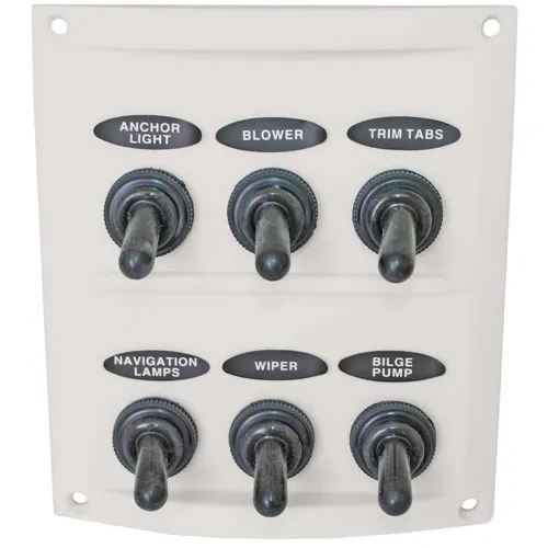 Splashproof White 6 Switch Panel