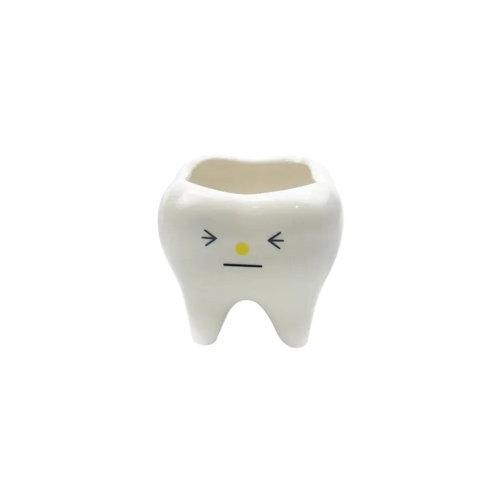 Tooth Shape Ceramic Vase Creativity Dental Flower Plant Desktop Potted Decoration Pot Ornament Simulation Tooth for Clinic Gifts