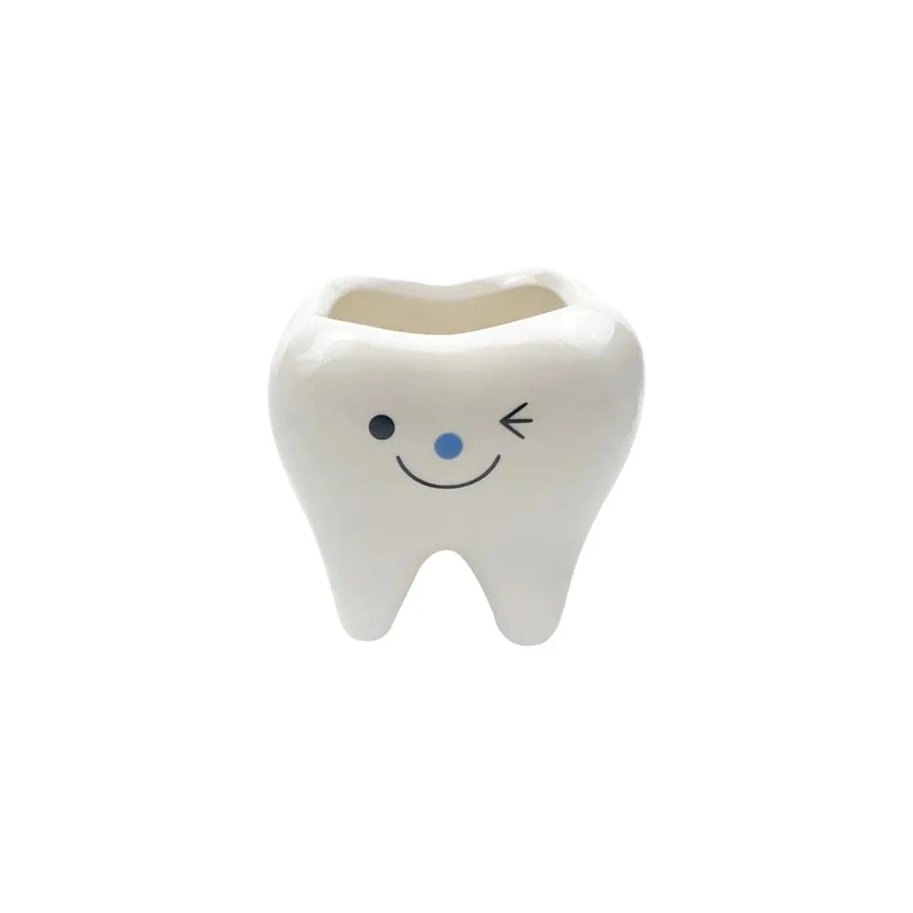 Tooth Shape Ceramic Vase Creativity Dental Flower Plant Desktop Potted Decoration Pot Ornament Simulation Tooth for Clinic Gifts