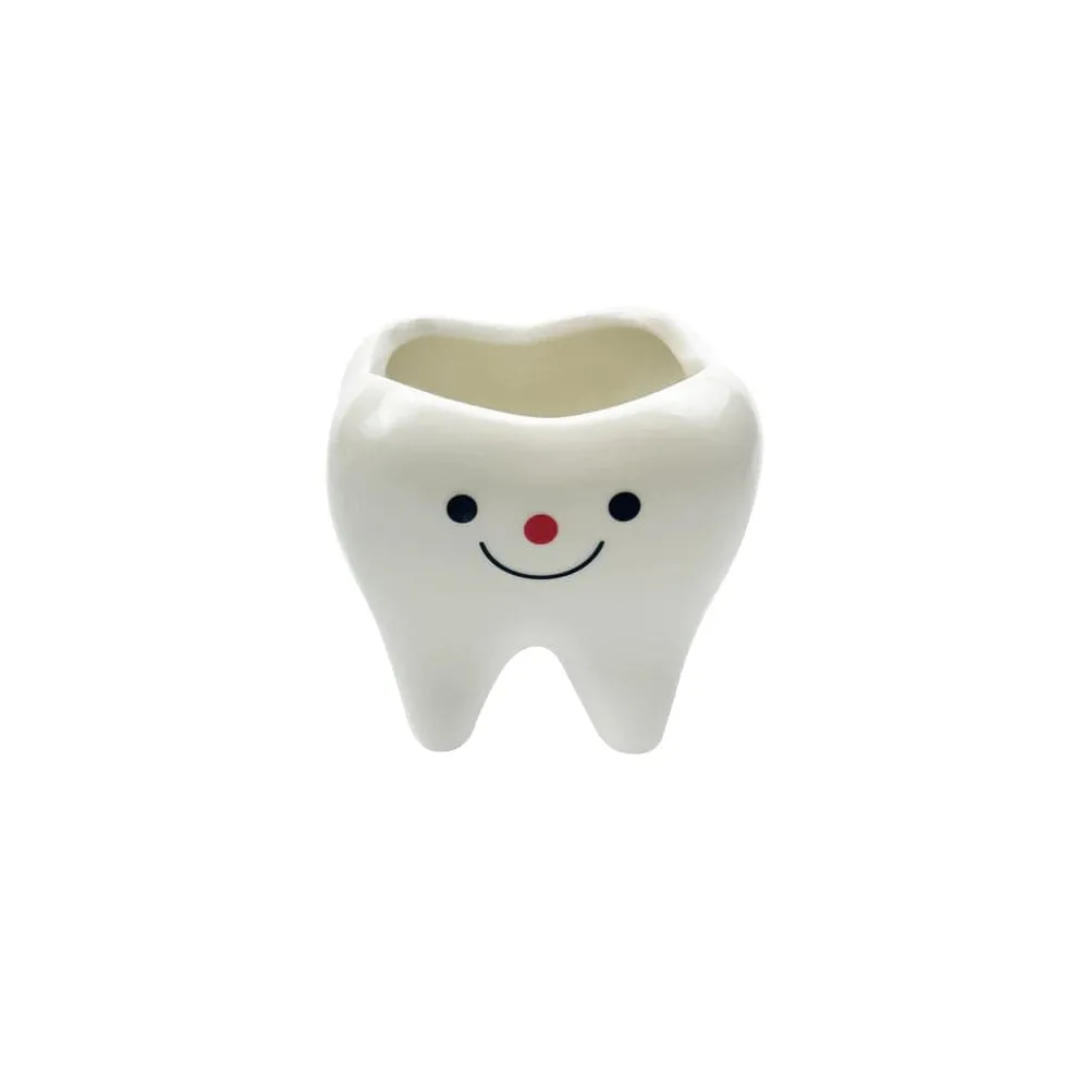 Tooth Shape Ceramic Vase Creativity Dental Flower Plant Desktop Potted Decoration Pot Ornament Simulation Tooth for Clinic Gifts